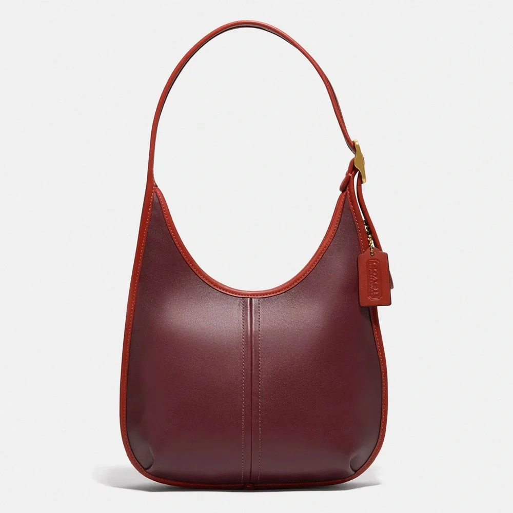 NWT Coach Ergo Shoulder Bag In Colorblock Wine Red Leather Brass Multi C5282_13